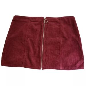 1x Maroon Corduroy Zip Front Skirt